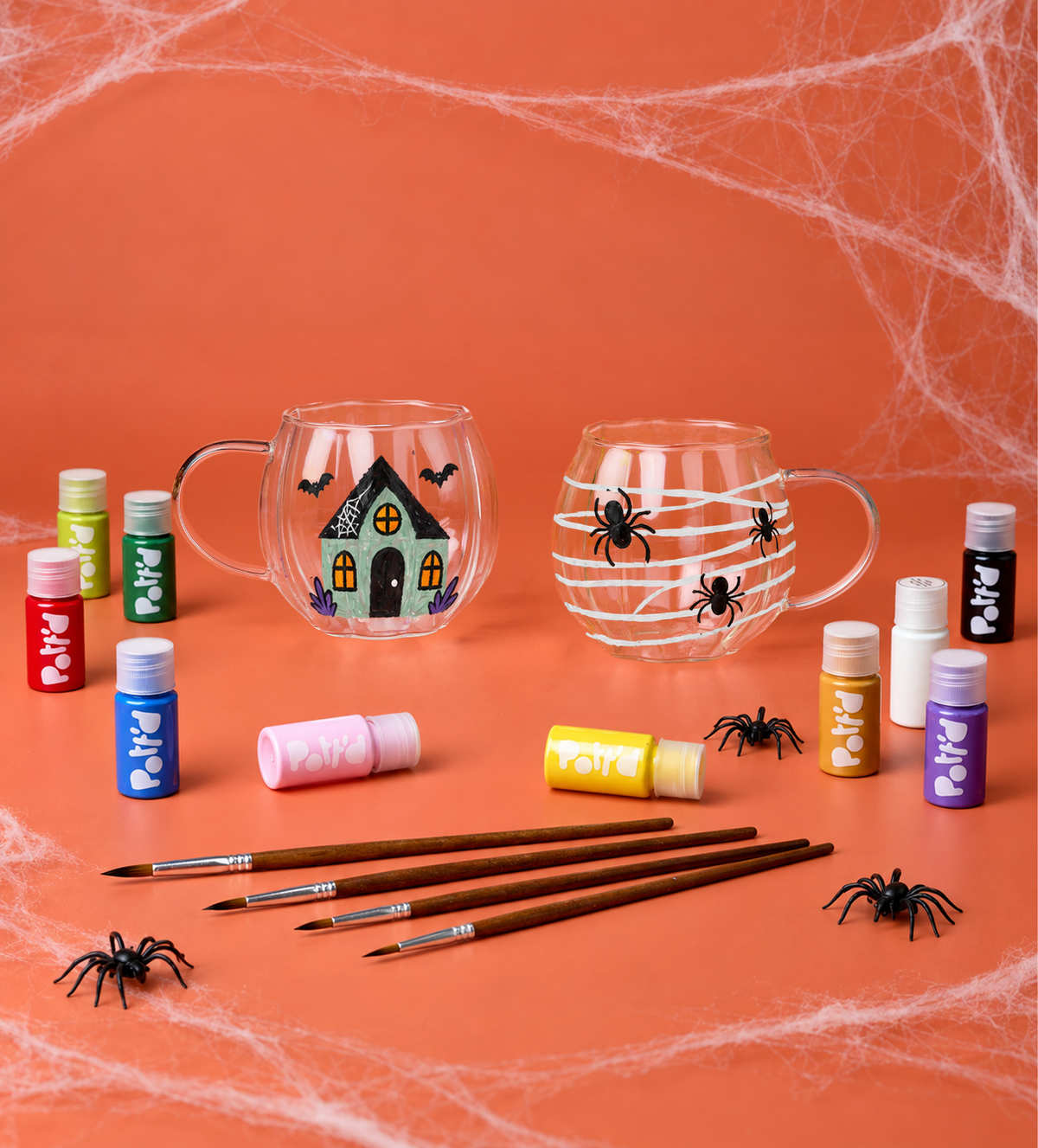 Halloween Glass Pumpkin Mug x2