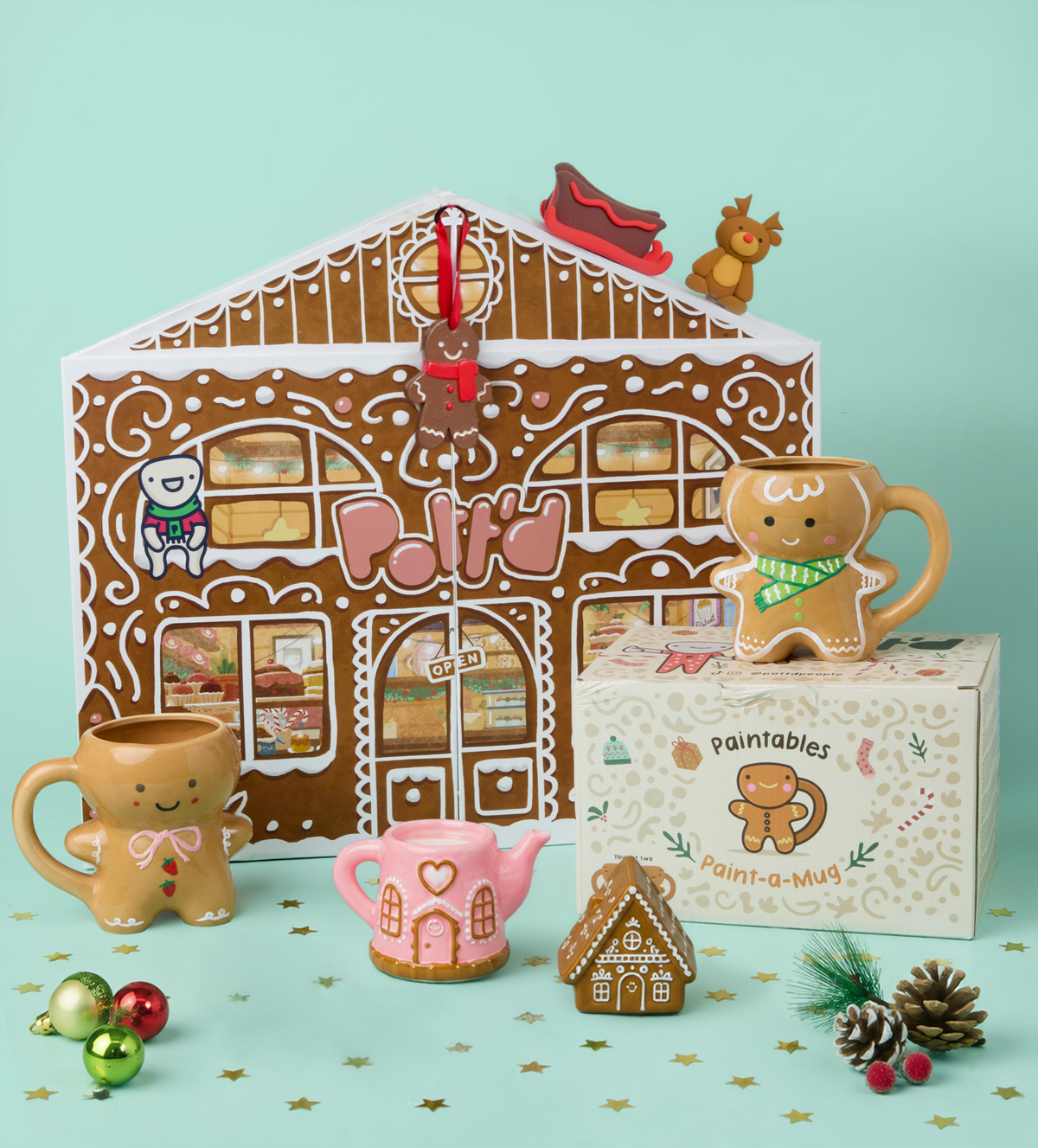Advent Calendar & Christmas Gingerbread Paint-a-Mug Bundle