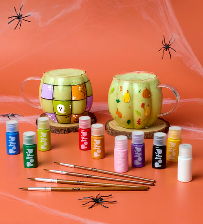 Glass Pumpkin Mug x2