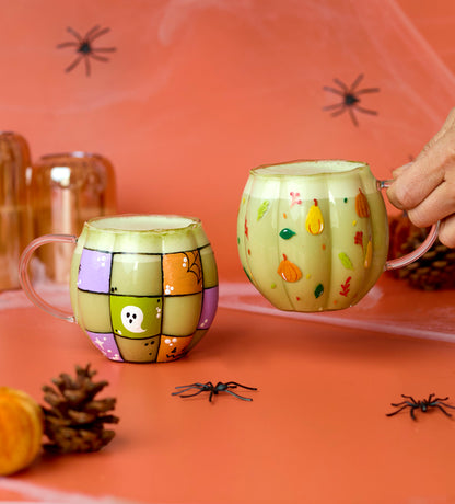 Glass Pumpkin Mug x2