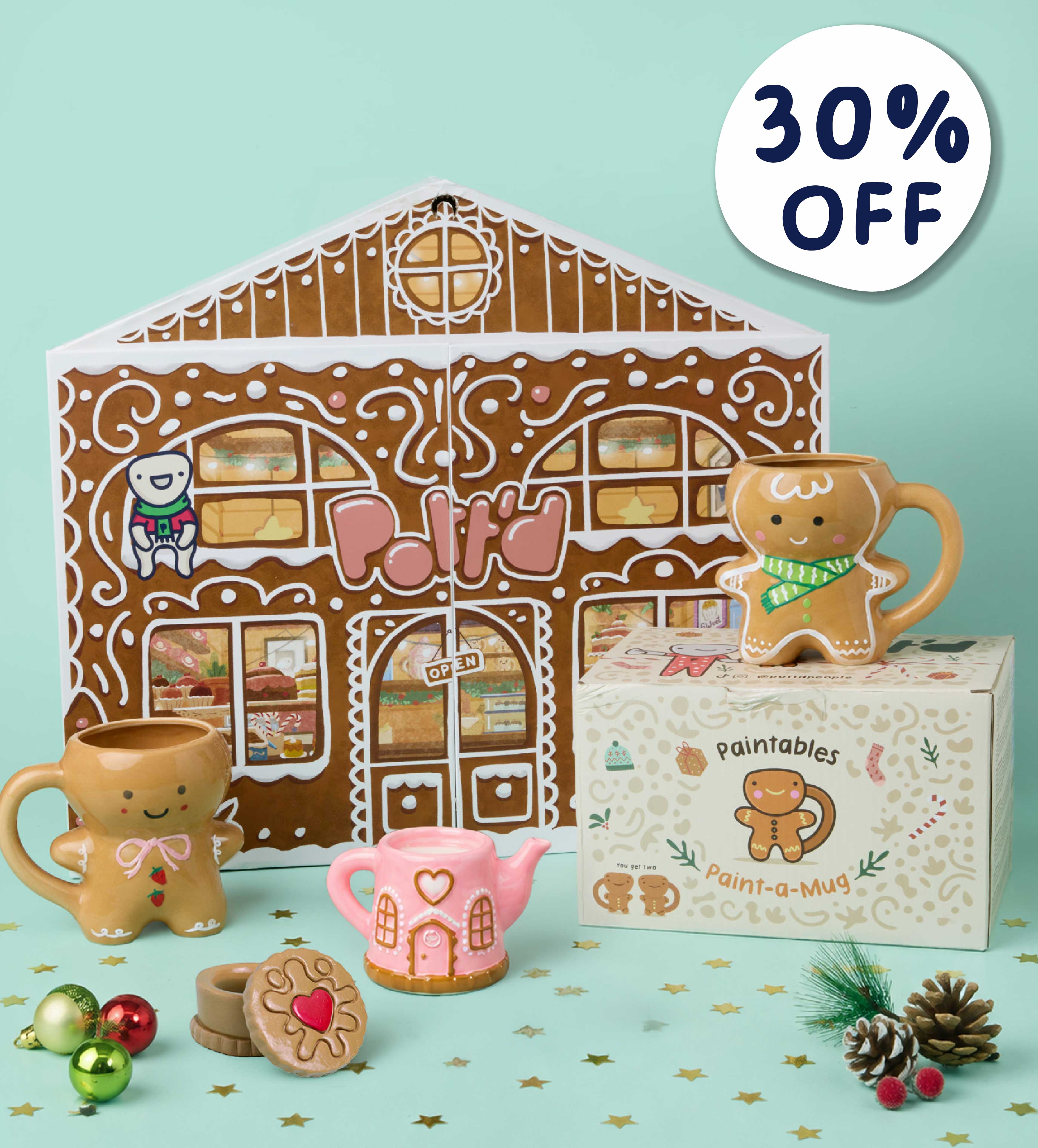 Advent Calendar & Christmas Gingerbread Paint-a-Mug Bundle - Image 1