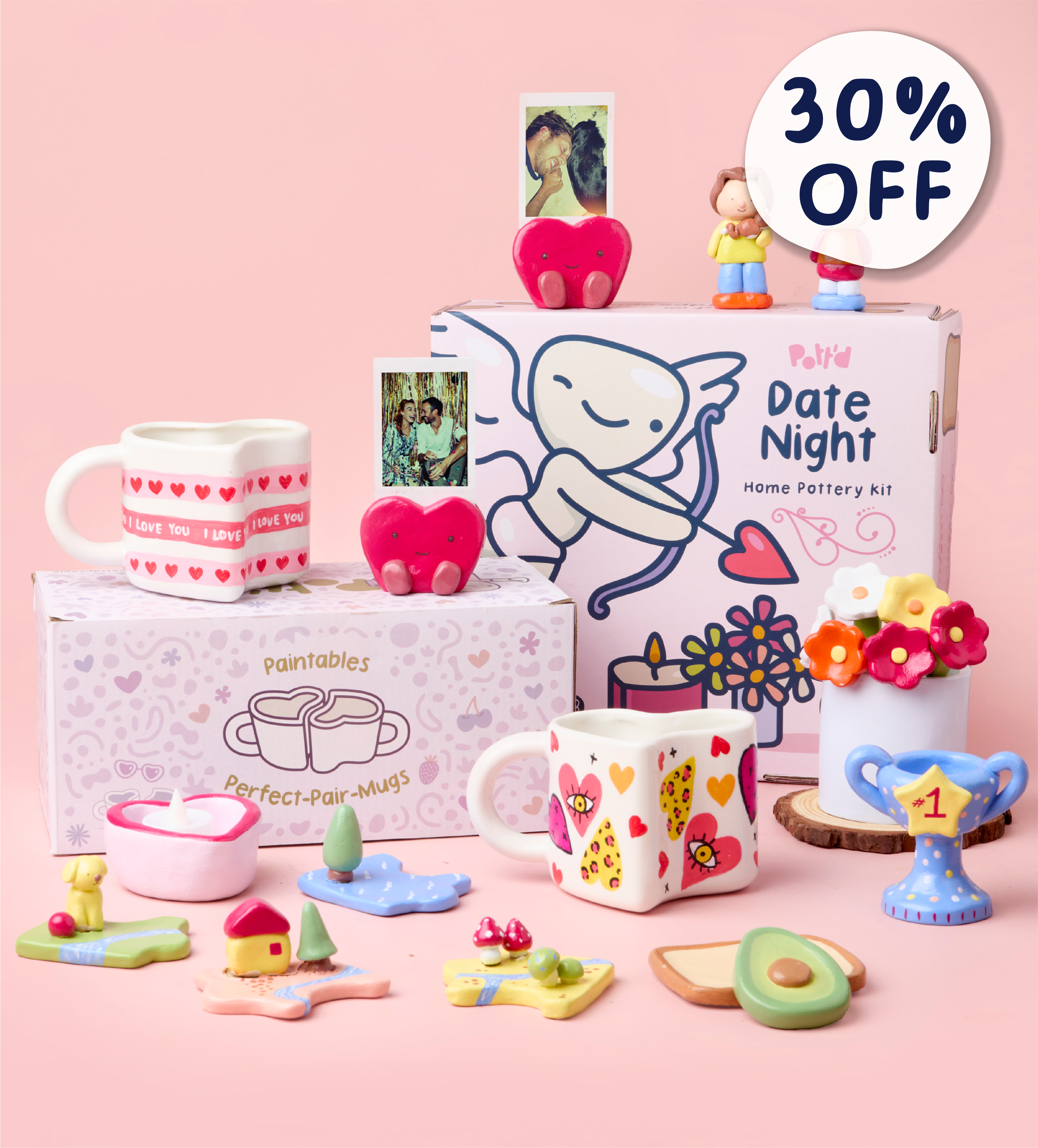 Creative Date Night: Perfect Pair Mugs & Clay Bundle - Image 1