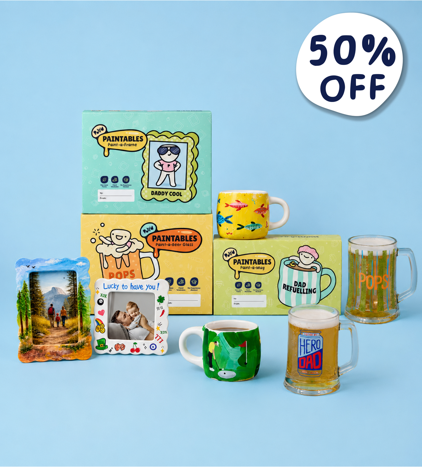 Father's Day Mug, Frame & Beer Glass Gift Set