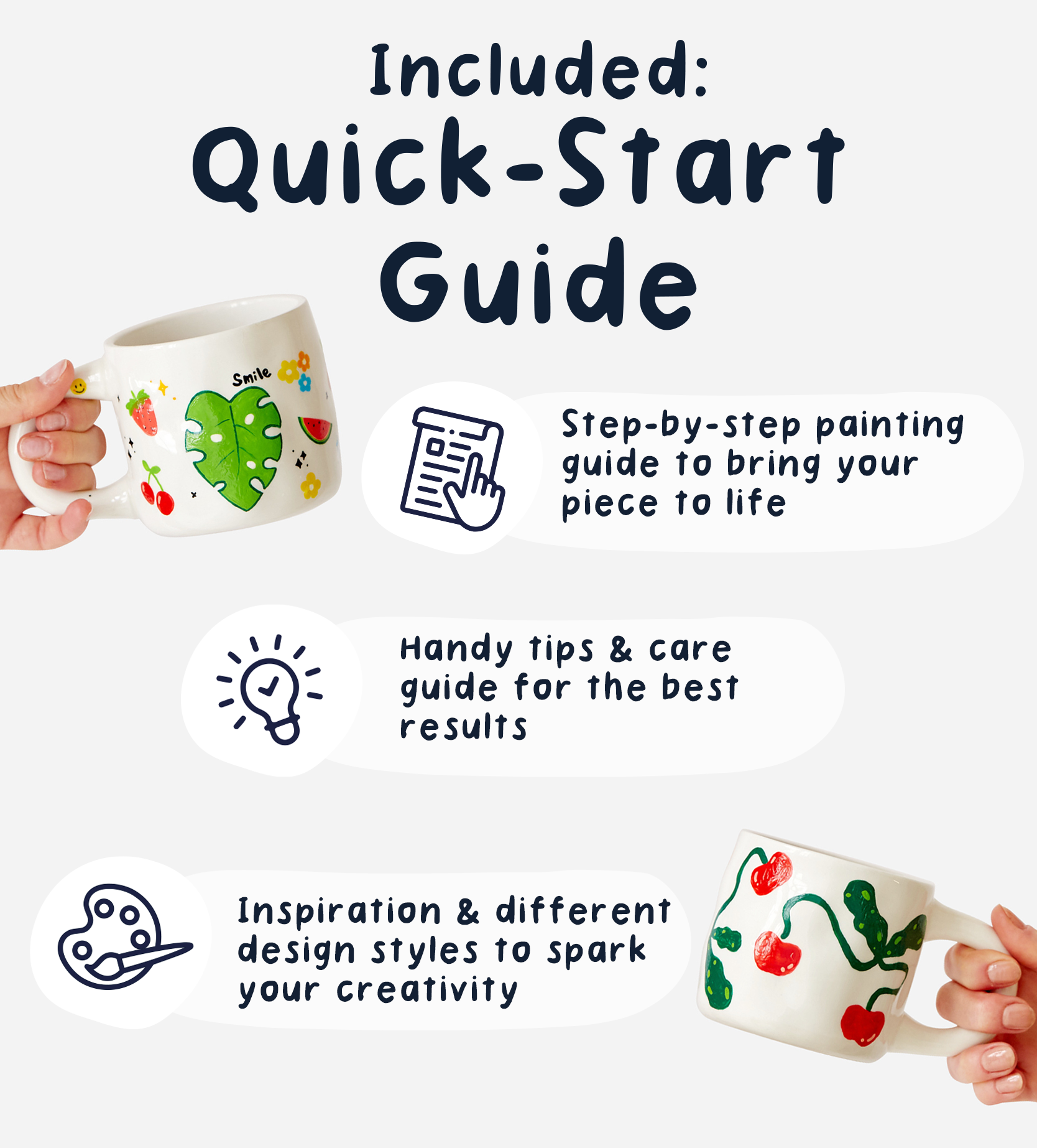 Person painting pink heart-patterned ceramic bowl with small brush on pink surface, crafting materials in background.