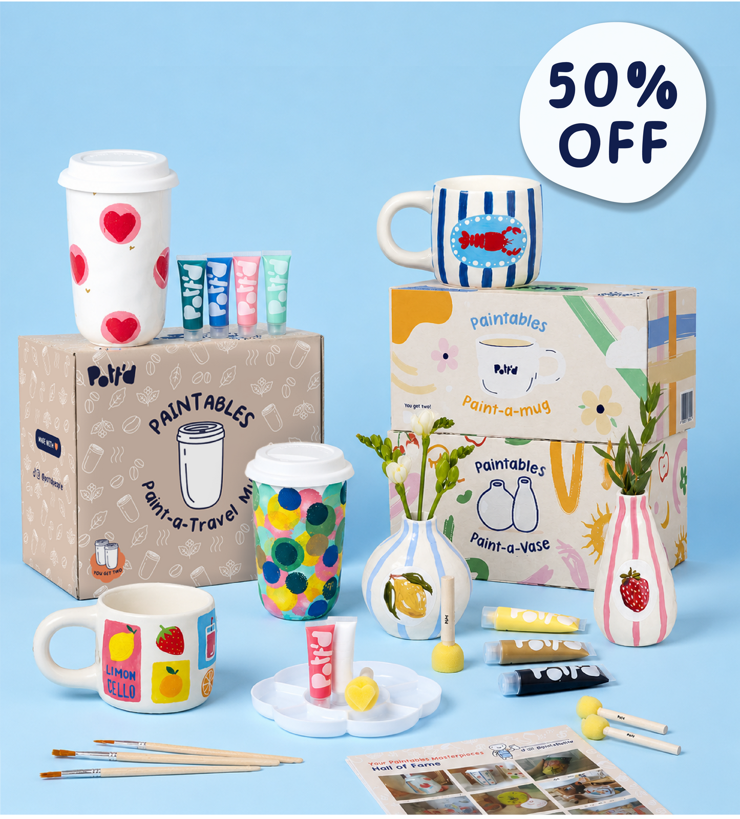 Paintables Mug, Vase & Travel Mug Bundle